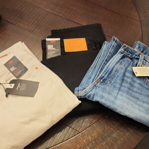 Levi's Men's Black, Blue, and Cream Jeans